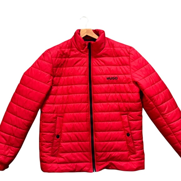 Hugo Boss Benti2221 Quilted Puffer Jacket Red Men Slim Fit size Large polartec - Picture 5 of 11